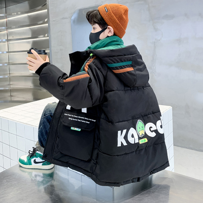 日本无印mu男童棉服冬季2025新款加厚儿童羽绒棉衣中大童棉袄男孩