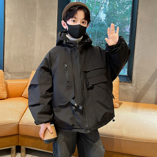 日本无印mu男童夹棉外套2025新款 男孩炸 儿童冲锋衣秋厚中大童冬装