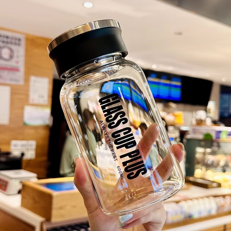 日本无印mu杯子男士大容量1000ml茶水分离泡茶杯高硼硅玻璃杯耐高