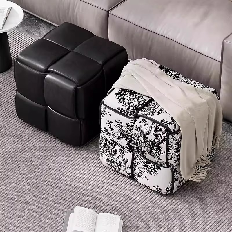 日本无印mu复古换鞋凳入户凳子坐墩沙发脚踏脚凳现代简约矮凳魔方