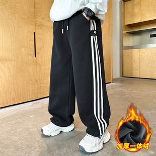 中大童秋冬装 日本无印mu男童加绒裤 运动裤 儿童冬季 加厚 子2025新款