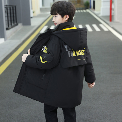 日本无印mu男童棉服冬季2025新款加厚中大儿童羽绒棉衣男孩冬装长