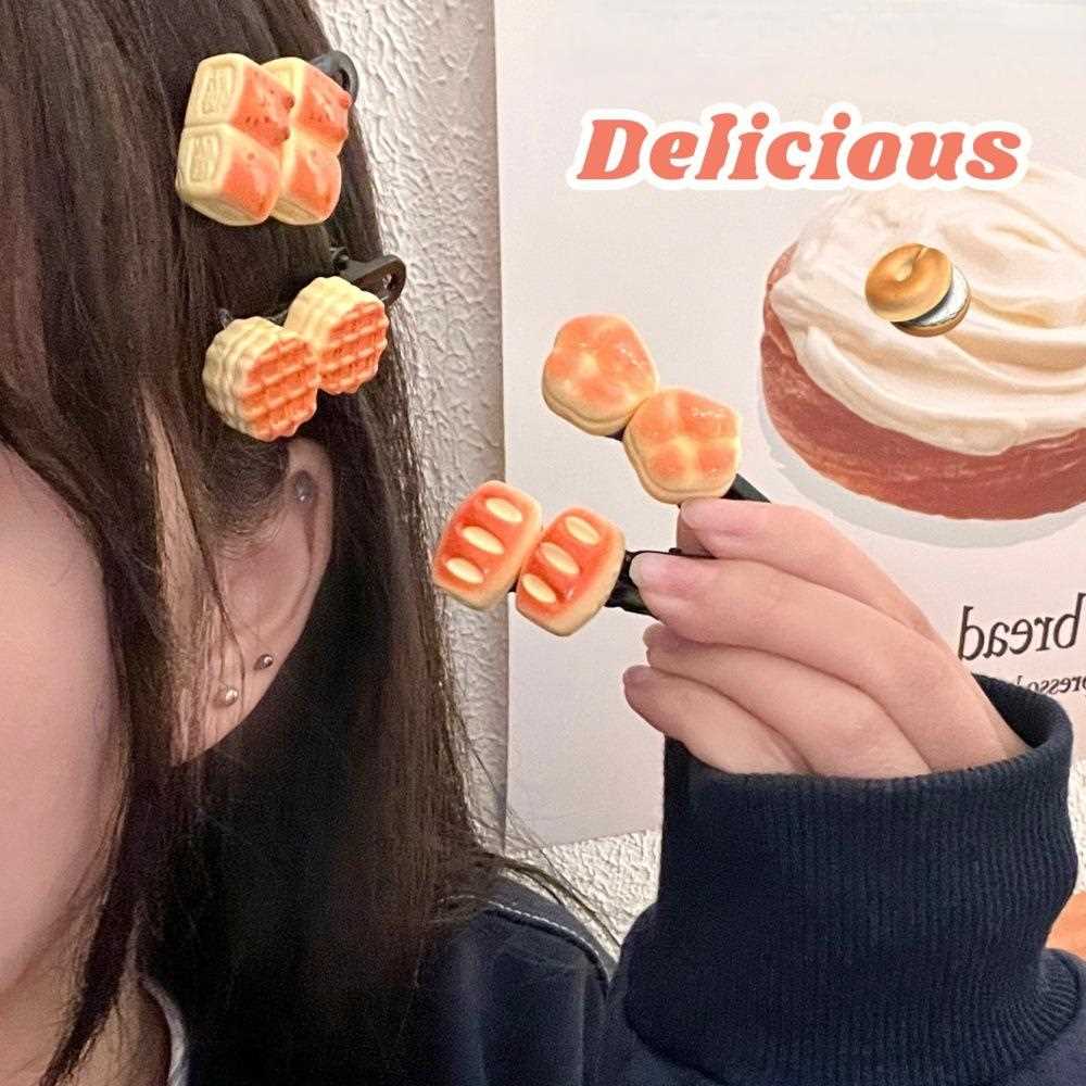 焦糖色小猫咪面包仿真食玩发夹少女心趣味美食发卡可爱刘海夹边夹