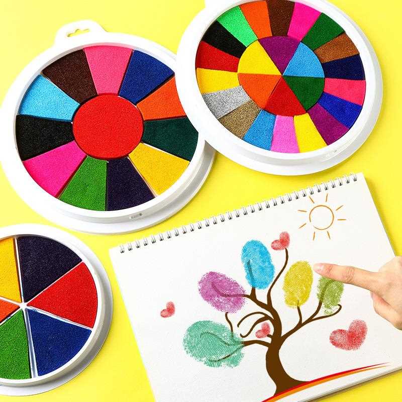 幼儿园儿童彩色手指画印泥学生可水洗绘画颜料盘拓印涂鸦手印盘