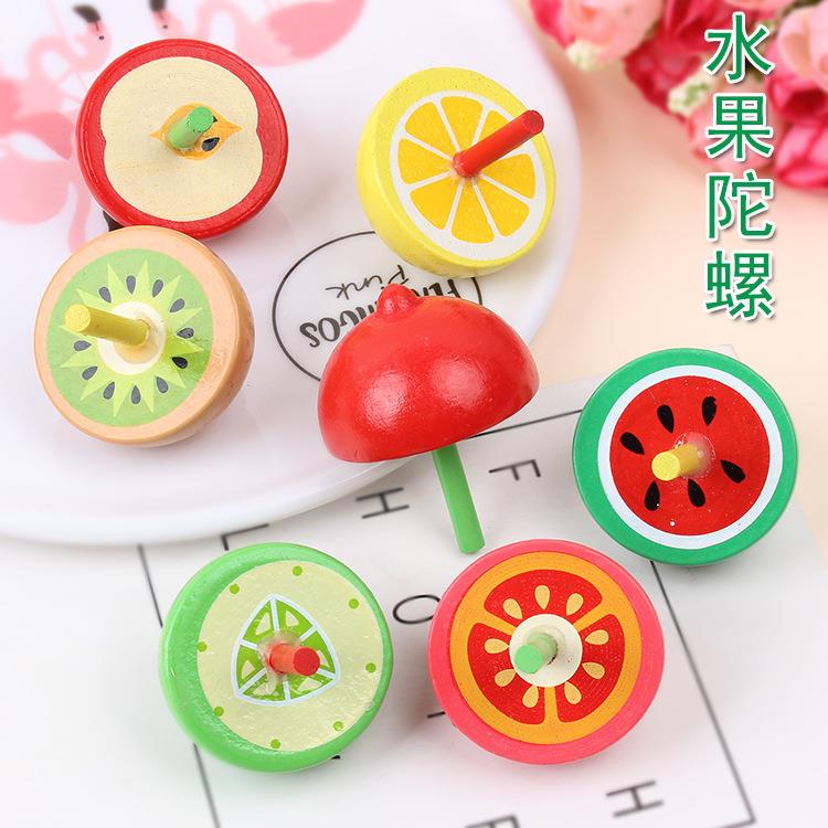 儿童简单水果木质旋转彩色小陀螺宝宝幼儿园早教益智玩具