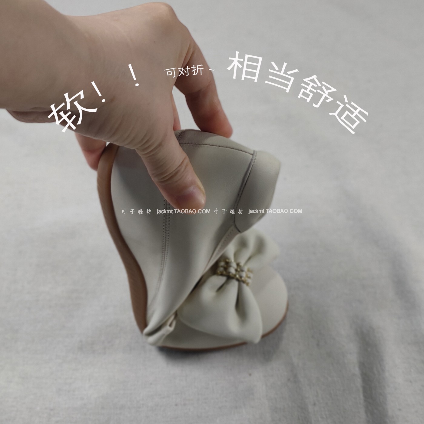 纯原~掏心窝推荐相当好穿~丝绸柔软小牛皮坡跟蝴蝶结奶奶鞋工鞋女