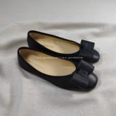 工鞋 仅3对 女 法式 复古黑色真皮蝴蝶结平跟芭蕾舞鞋 纯原 太舒服