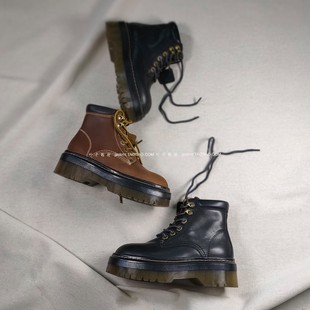 纯原!超值清仓福利~牛皮复古擦色马丁靴增高显瘦黑棕色户外 短靴