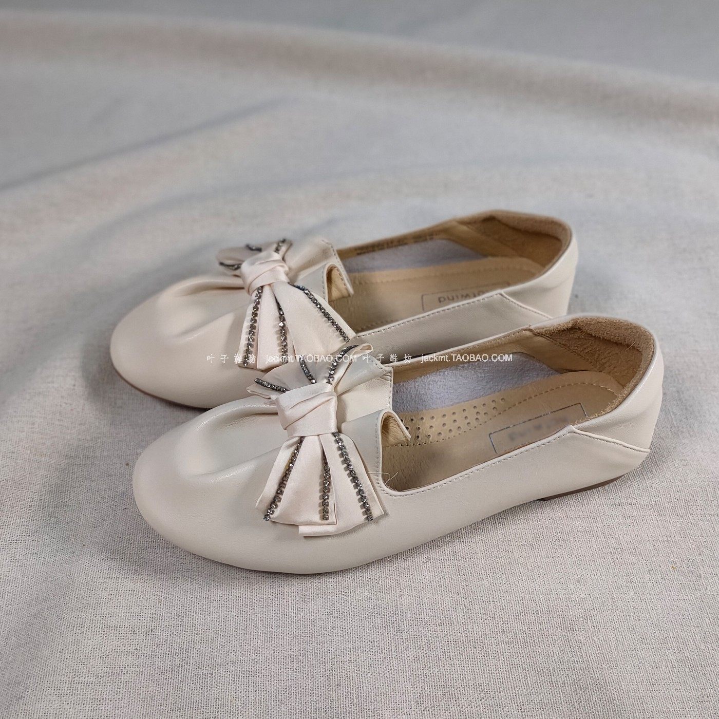 仅1对~纯原！无法取代舒适复古洋气大蝴蝶结白色平跟真皮芭蕾鞋女,女鞋,时尚芭蕾鞋,淘宝优惠券,粉丝福利购,淘宝优惠卷
