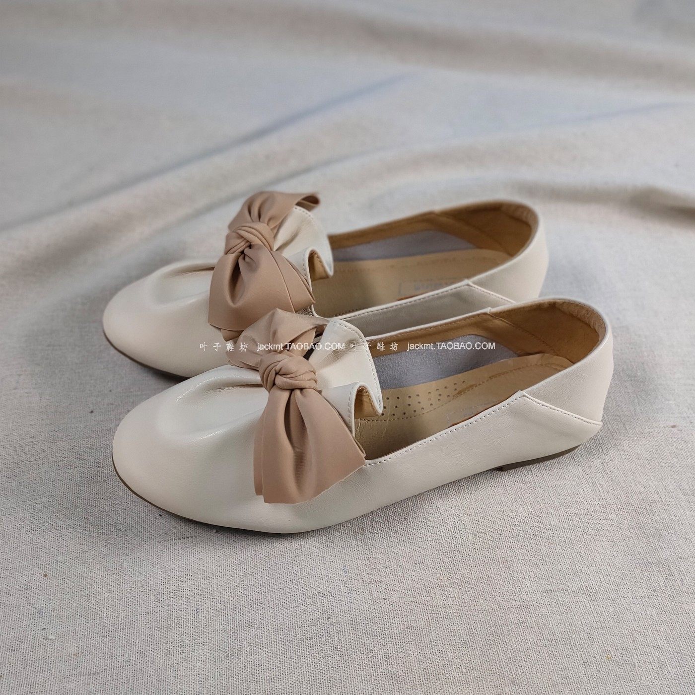 仅1对~纯原！无法取代舒适复古洋气大蝴蝶结白色平跟真皮芭蕾鞋女,女鞋,时尚芭蕾鞋,淘宝优惠券,粉丝福利购,淘宝优惠卷