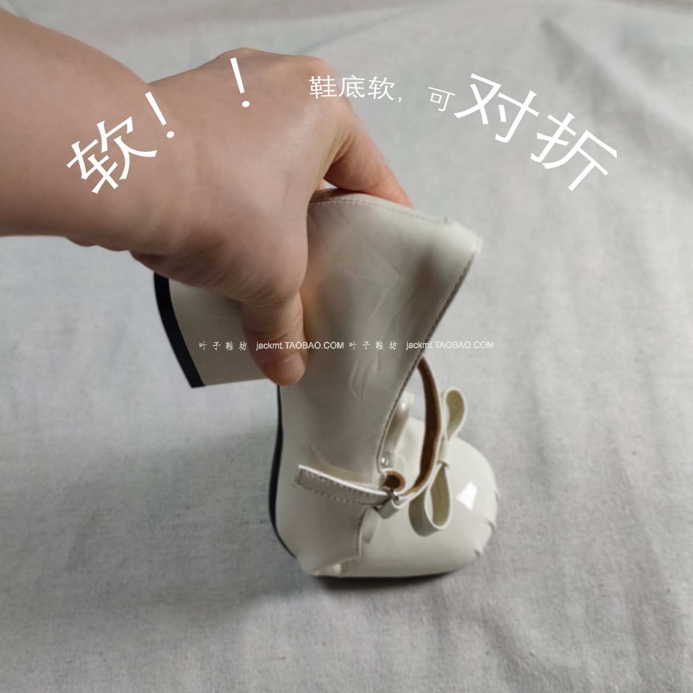仅2对~纯原!太美了~时尚甜美 百搭白色玛丽珍减龄粗跟蝴蝶结单鞋