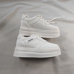 纯原！适合小个子~增高显瘦时髦洋气布洛克白色运动真皮老爹鞋 女