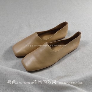 复古洋气平跟鞋 仅8对 收脚显瘦真皮杏擦色羊皮乐福鞋 新款 女 纯原