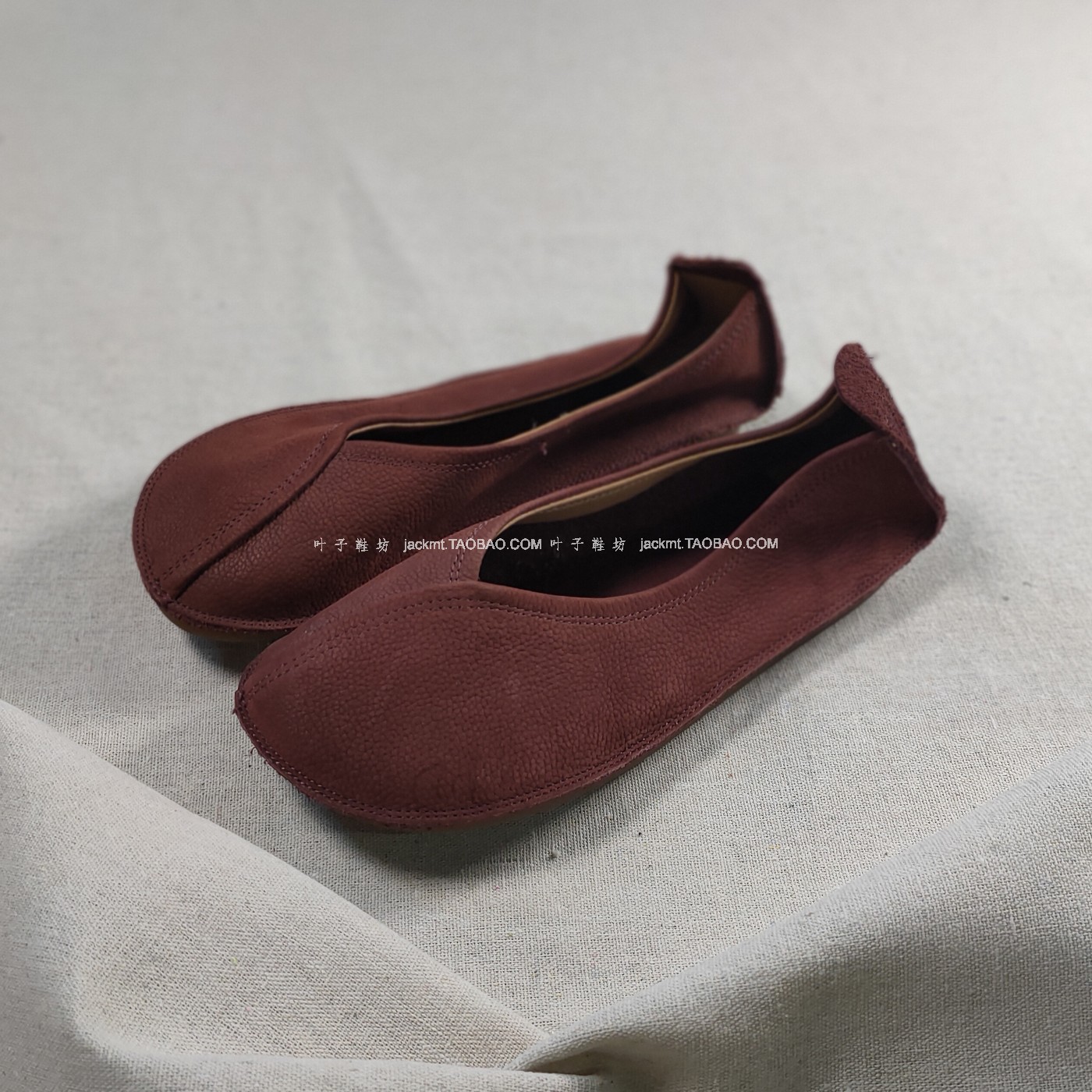 仅1对~纯原！比球鞋还舒适~防XIAO人朱砂红本命年真皮手工芭蕾鞋