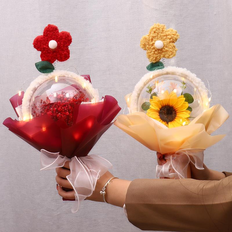 教师节礼物送老师浪漫满天星花束波波球发光干花手捧花材料包