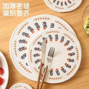复古印花棉线杯加厚防滑防烫隔热餐家用子桌装 韩式 饰