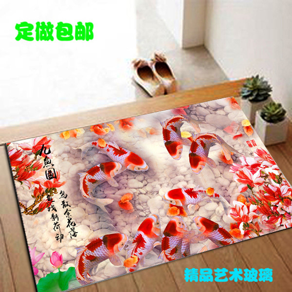 欧式风免洗钢化玻璃门厅地垫