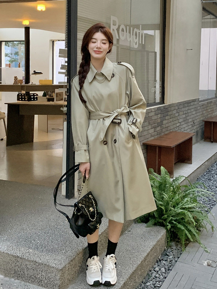 今年流行风衣外套女2024早春季新款白色英伦风小个子中长款大衣
