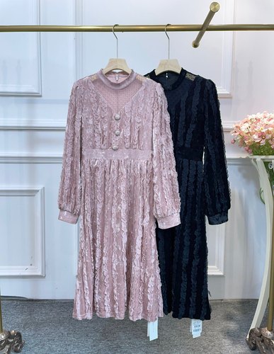 映氏ins女装专柜国内代购2020冬420460713木耳边蕾丝连衣裙699