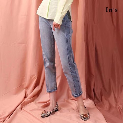 映氏ins女装专柜国内代购2021春421141632简约设计休闲牛仔裤