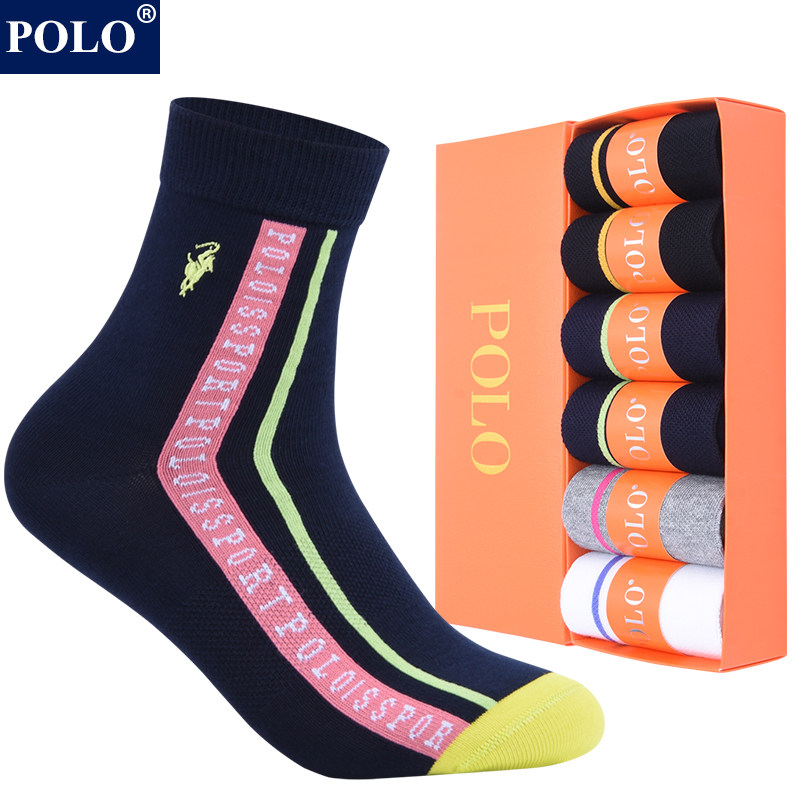 polo袜子女纯棉中筒袜冬季中厚防臭吸汗保暖无骨休闲棉袜礼盒装潮