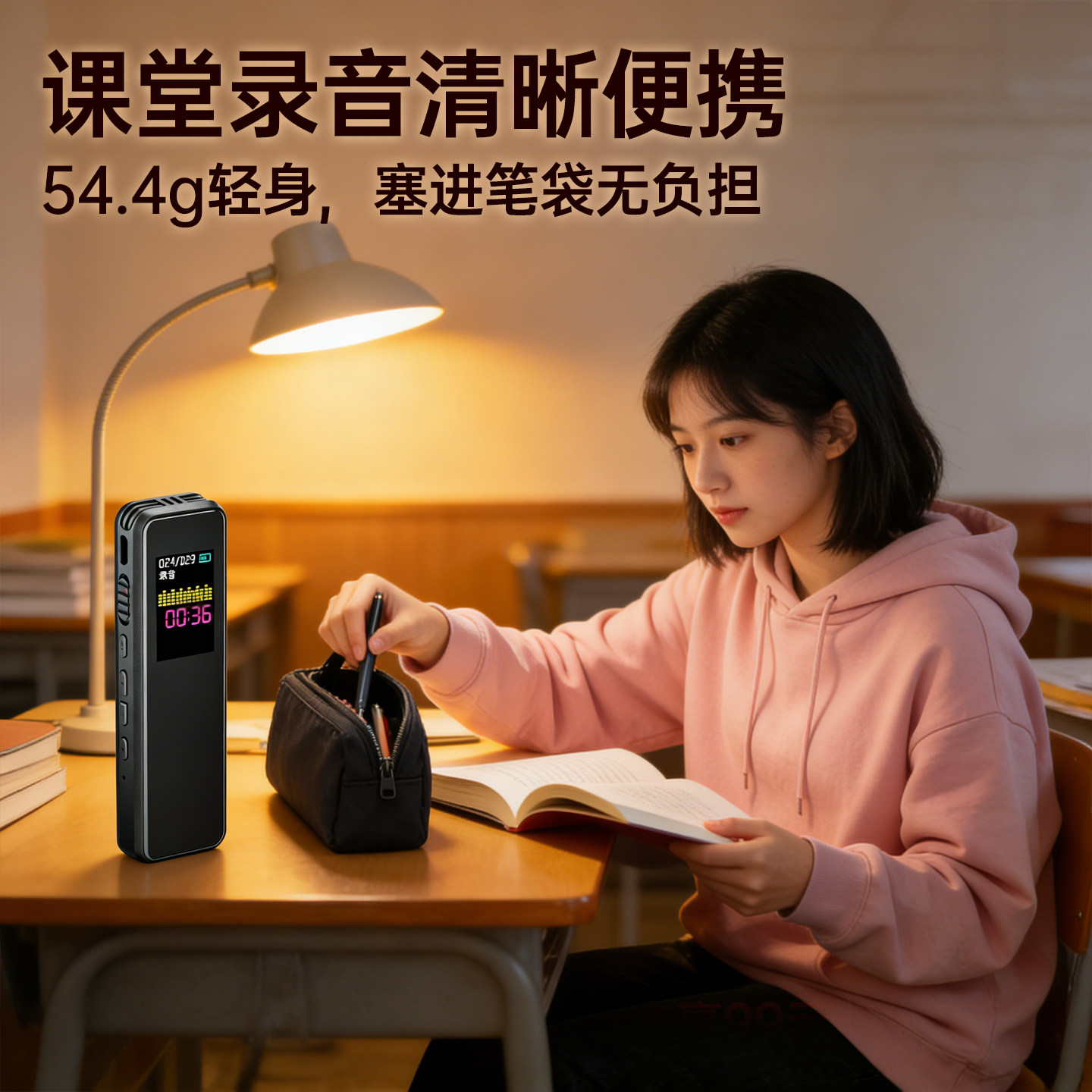 HP惠普学生上课用惠普录音笔MP3播放降噪二合一支持外放随身听播