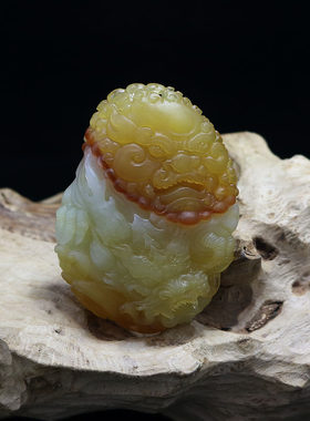 玉石龙吊坠岫玉挂件花玉瑞兽雕件寓意生意兴隆玉石王花玉玉坠