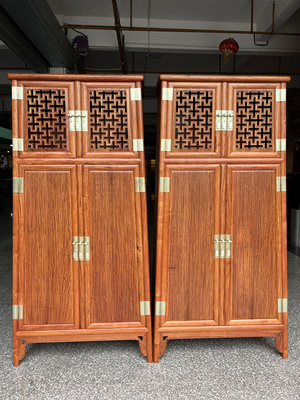 缅甸花梨木万字纹圆角柜红木明式收纳柜王世襄款面条柜