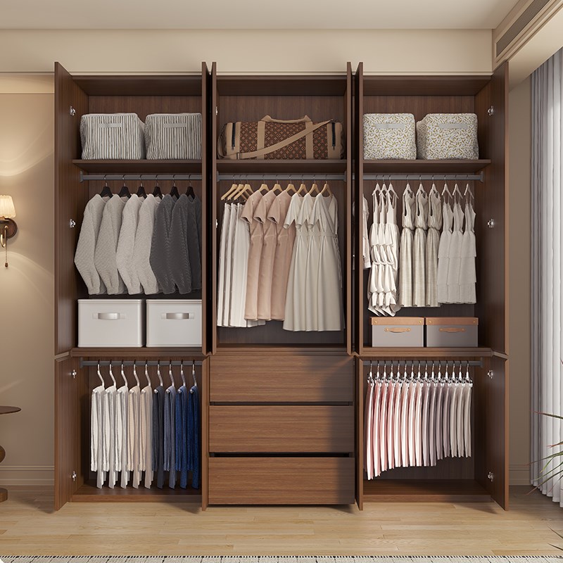 热销新款免拉手ENF级衣柜实木定制到顶分段式卧室家用现代简约大