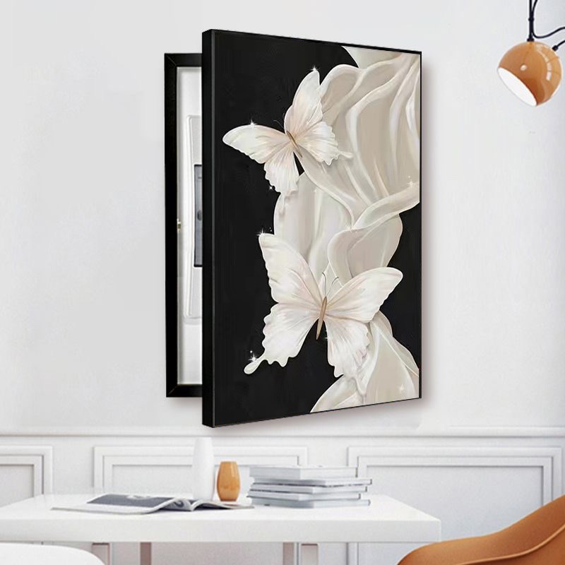 热销2025新款蝴蝶高级感轻奢系免打孔竖款电表箱装饰画电源总开关