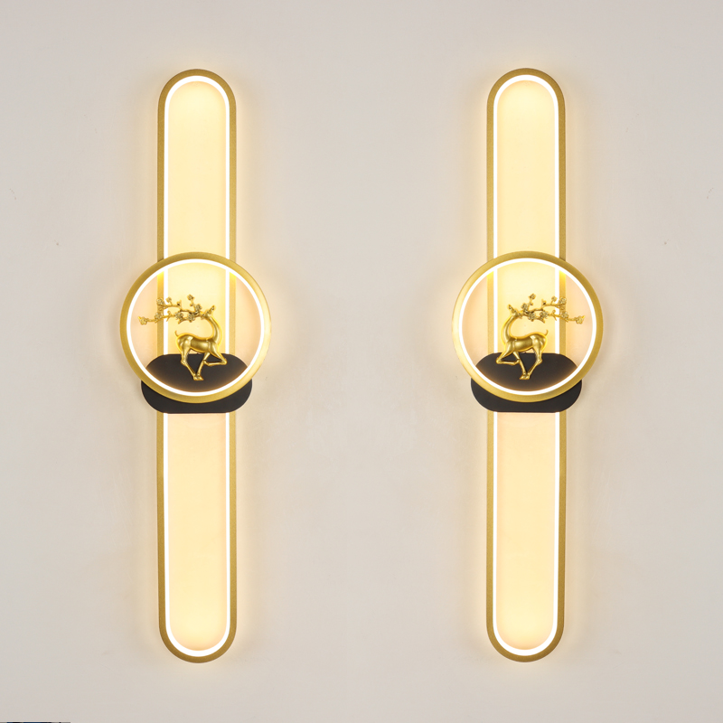 热销现代简约轻奢格栅灯极简客厅电视背景墙壁灯卧室床头灯长条鹿