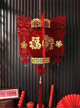 植绒无纺布新年布置元旦大全红灯笼挂件春节毛毡福字宫灯挂饰100