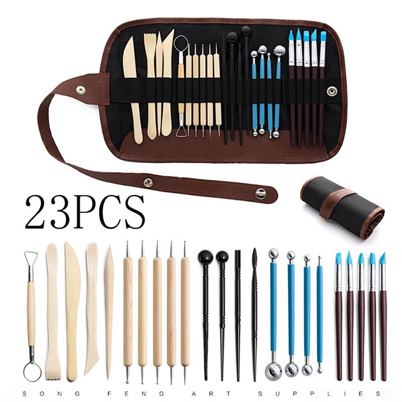 热销手工陶艺工具套装DIY手工泥塑工具粘土雕刻硅胶点钻笔泥塑造