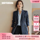 西服05074 商务藏青色职业正装 罗衣知性OL风双排扣西装 外套女春季