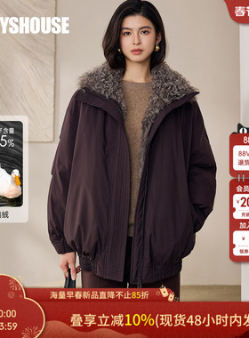 罗衣保暖85%鸭绒羽绒服女冬季翻领拉链毛领加厚加绒棉服外套12955