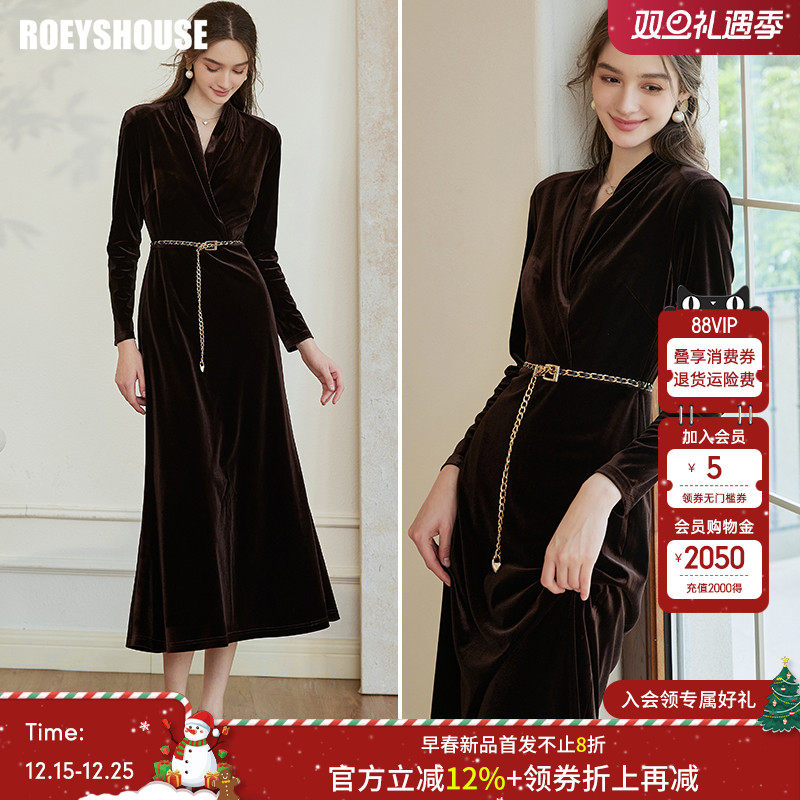 罗衣复古丝绒内搭打底长款连衣裙