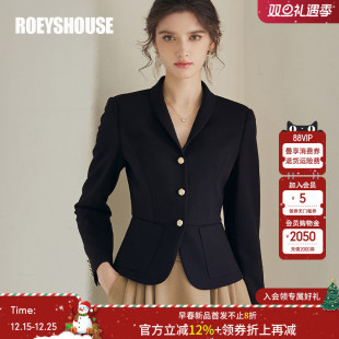 短款 罗衣知性黑色正装 长袖 女2025秋职业商务修身 外套07455 小西装