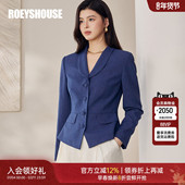 罗衣职场OL风深蓝色短外套女早春面试高级收腰修身 长袖 上衣12663
