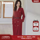 罗衣正式 中长裙06027 知性通勤纯色修身 场合西装 系带连衣裙女春季