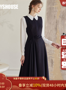 罗衣气质肌理感无袖连衣裙女春百搭极简黑色不规则大摆裙子09320