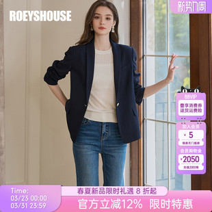 藏青色通勤修身 罗衣职业通勤穿搭正装 时尚 女春季 短外套11694 西装