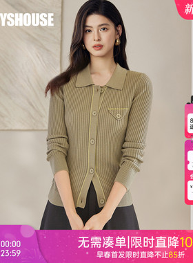 罗衣百搭通勤灰绿色翻领毛衣女冬季弹力开衫修身打底针织衫07276