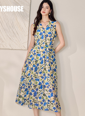 wp罗衣法式度假风无袖连衣裙2025夏季新款时尚花色大摆裙12188