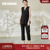 女2025夏装 新款 时尚 罗衣气质通勤黑色套装 上衣九分裤 两件套09029