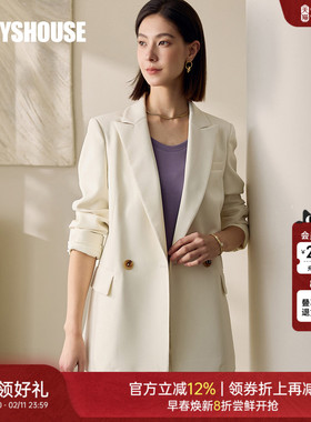 罗衣高级职业米白色百搭西装外套女春气质通勤休闲宽松西服11792