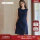 收腰正式 罗衣时尚 无袖 场合穿连衣裙女夏高级深蓝色开叉A字裙11607