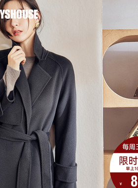 罗衣轻奢保暖双面呢羊绒大衣2025冬装新款通勤纯色毛呢外套05098