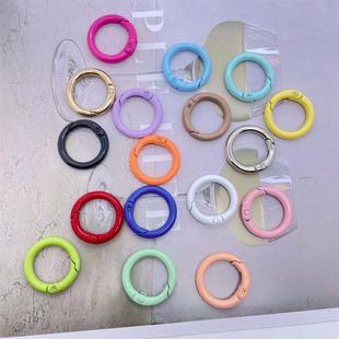彩色圆环开口圈金属钥匙圈扣环烤漆弹簧扣圈diy饰品配件材料
