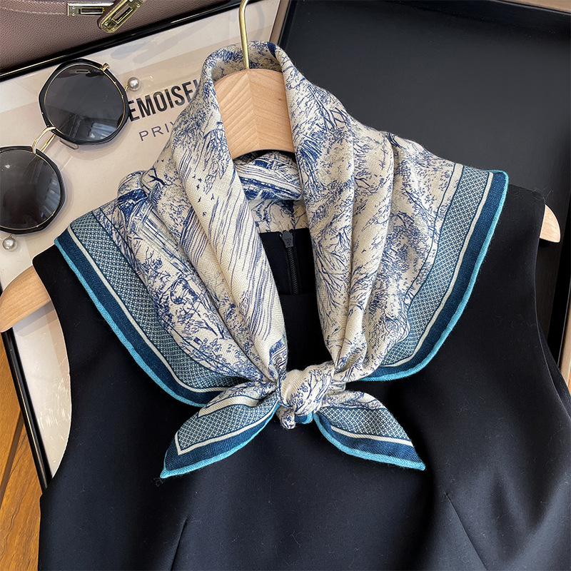 真丝羊毛小方巾围巾女2025新款