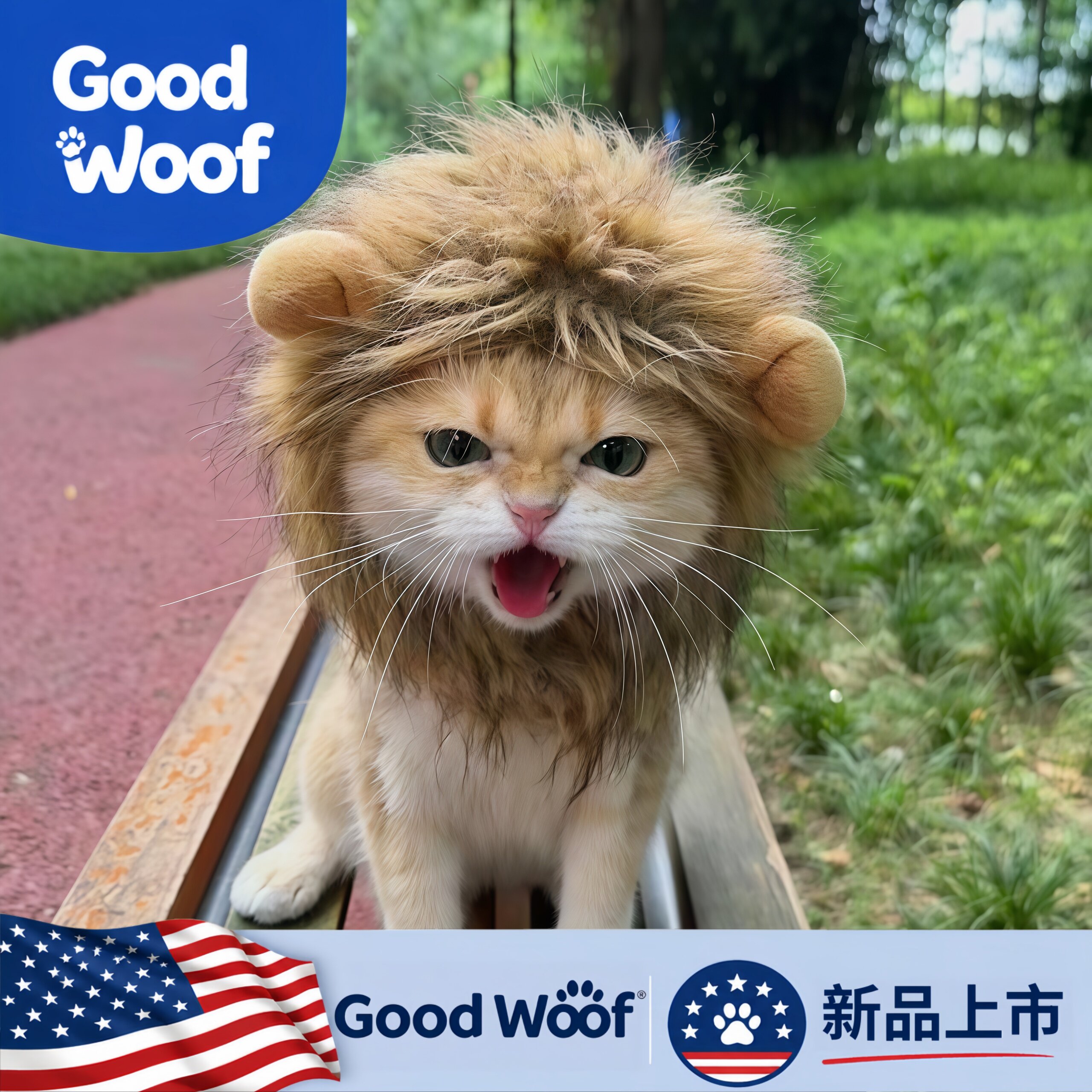Good Woof狮子猫咪头套可爱宠物头饰狗狗猫猫帽子金渐层拍照装饰图片